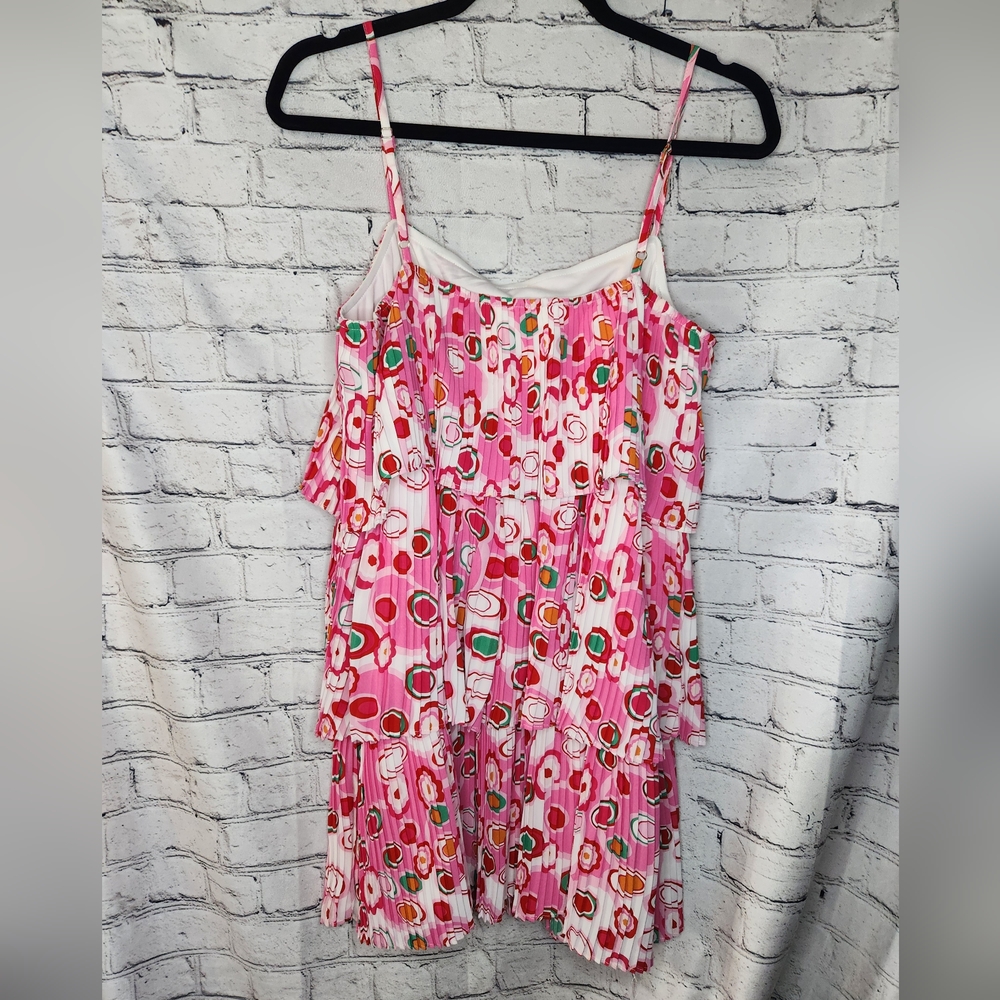 TCEC Pleated Swing Tiered Floral Mini Dress Size Large‎ - Picture 6 of 9